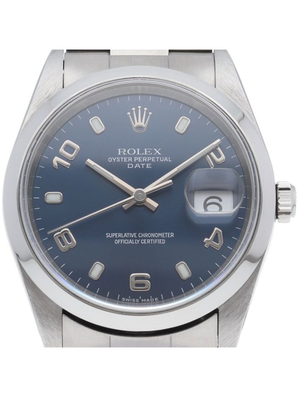 Rolex Oyster Perpetual Date Watch SS Blue Polished